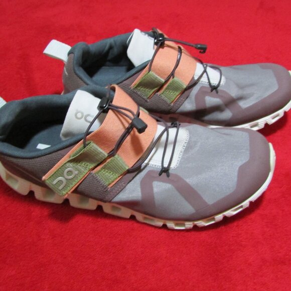 On Running Women's Sneakers - Gray, Green, and Orange - Picture 1 of 8
